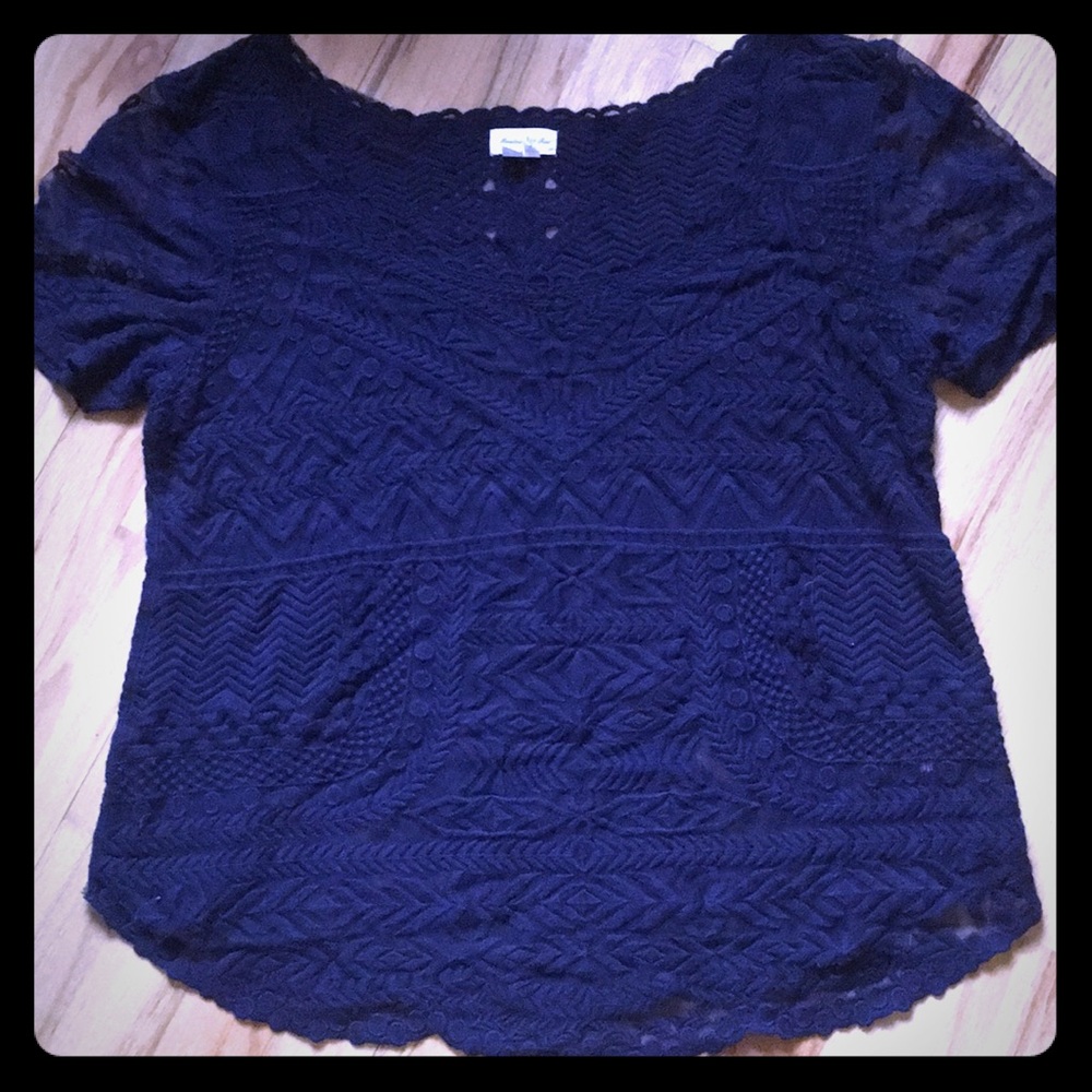 Boho embroidered mesh top